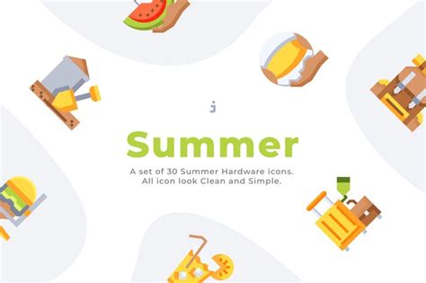 30 Summer Icons Flat By Justicon On Envato Elements
