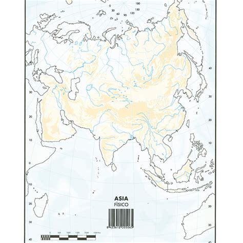 Mapa Fisico Asia Mudo Blanco Y Negro Pack Mapas Espana Politico The