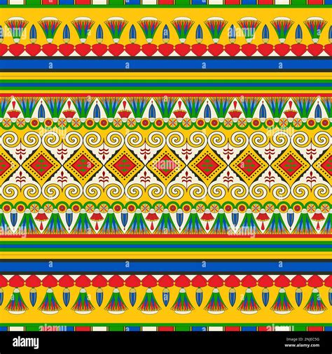 Ancient Egyptian Traditional Background Vector Seamless Pattern Stock