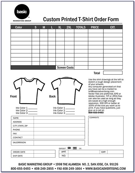 Available in a4 & us, quickly customize. Free T Shirt Order Form Template Microsoft Word - Form ...
