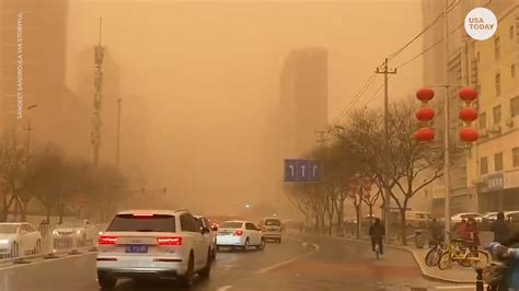 Dust Storm Blankets Beijing China Causing Hazardous Air Quality