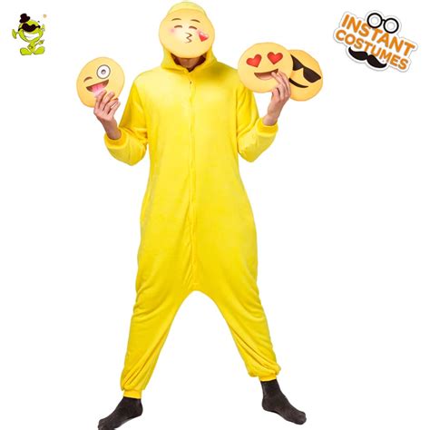 2018 New Adult Mens Emoji Pajamas Cosplay Funny Emoticon Pajamas Jumpsuit Fancy Dress Emoji