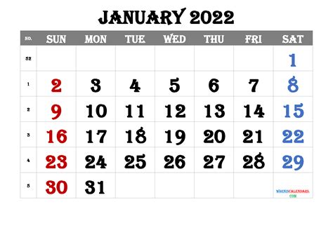 Free Blank Calendar January 2022 Pdf And Image