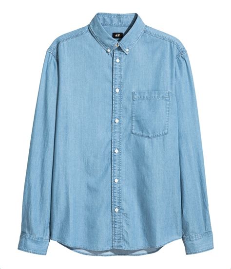 Handm Mens Light Blue Denim Shirt