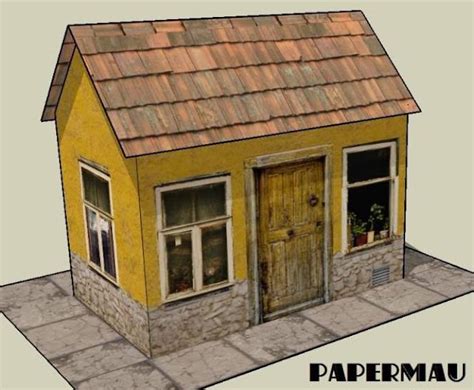Papermau Easy To Build Yellow House Paper Model By Papermau Download
