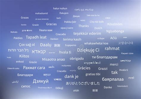 White Thanks Phrases In Different Languages Of The World On Blue