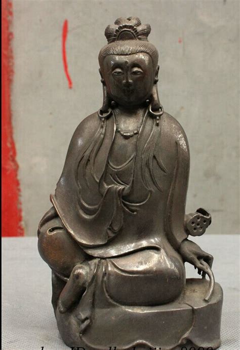 Xiuli 003503 Chinese Refined Pure Copper Bronze Buddhism Lotus Kwan Yin Guan Yin Statue Tara