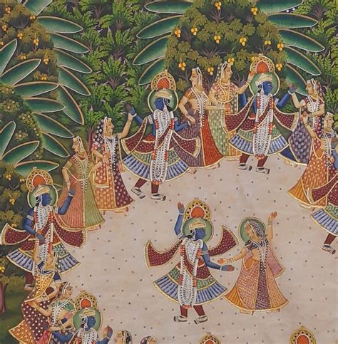 Pichwai Painting Radha Krishna Raas Leela Painting Handmade Art Lord