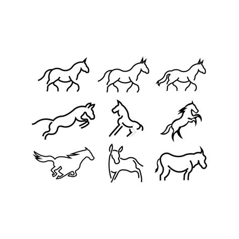Step 1 draw the forehead of the head of the horse by a simple curved line. Running horse line art outline logo vector icon template ...