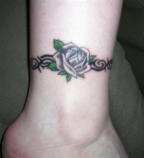 This is a small tattoo. Rose Band On Ankle