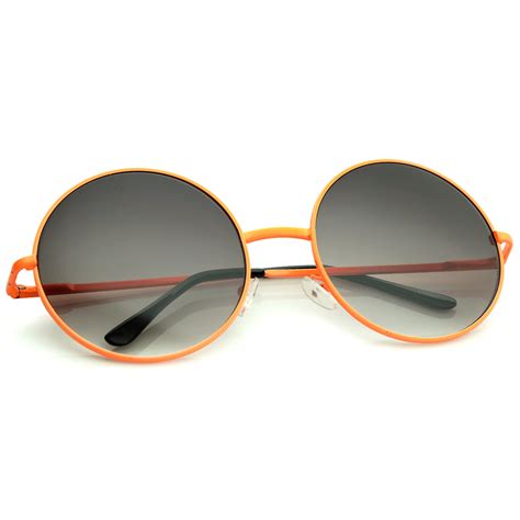 Super Oversize Slim Temple Neon Frame Round Sunglasses 61mm Sunglassla