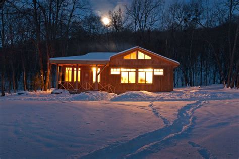 Cabin In The Snowy Woods At Night Cabin Photos Collections