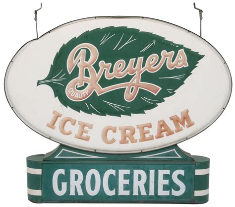 Lot Breyers Ice Cream Double Sided Embossed Sign