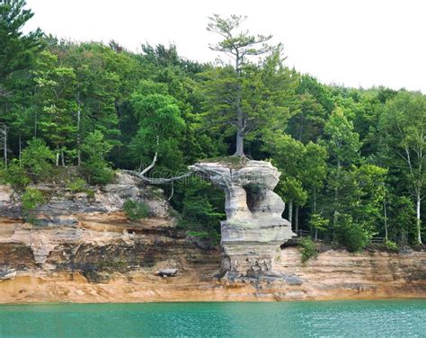 One Of The Many Unique Eroded Rock Formations Of Pictured Rocks