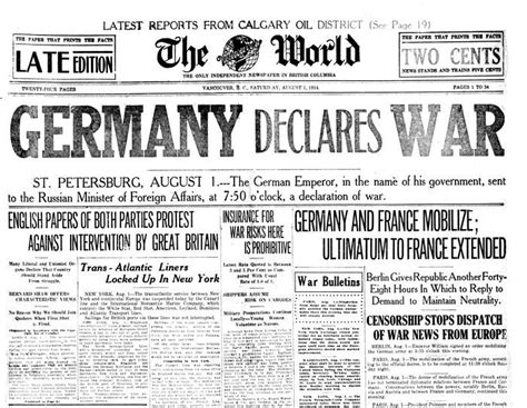 This Week In History 1914 Germany Declares War On Russia Igniting The First World War