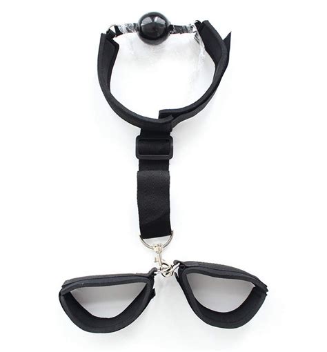 Japanese Bdsm Bondage Back Cross Collar Strap Handcuffs Mouth Ball Gag