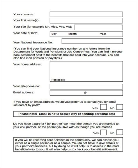 Free 9 Financial Assessment Forms In Pdf Ms Word Excel