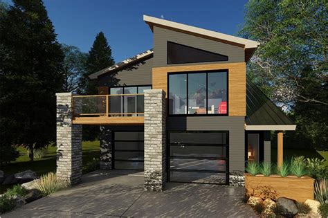This carriage house plan is can be used as a guest cottage, a vacation escape this custom garage with apartment over has been built allover including hood river and portland, oregon and many other places across the united states. Modern Garage Apartment Plan - 2-Car, 1 Bedroom, 1 Bath ...