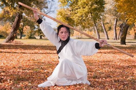 Kung Fu Master With Stick Stock Photo Microgen