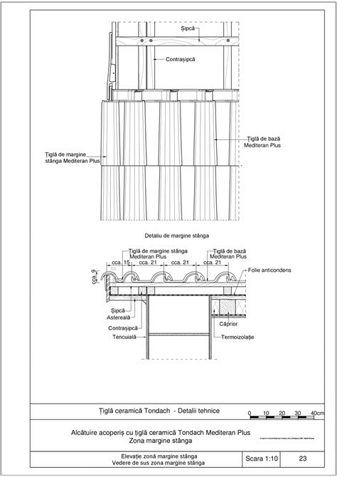 CAD PDF Detalii Tehnice Tigla Ceramica TONDACH Detaliu De Montaj