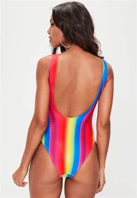 Lyst Missguided Rainbow Coloured Swimsuit