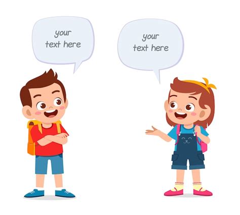 Happy Cute Kids Boy And Girl Talking Each Other Premium Vector