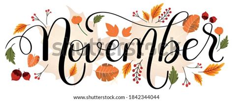 Hello November November Month Vector Hand Stock Vector Royalty Free