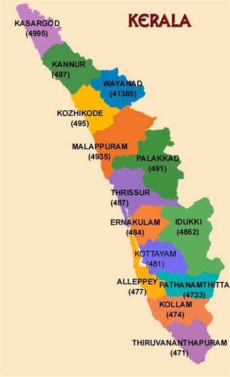 Maps Of Kerala Districts Map Of Kerala With Districts Stock Images