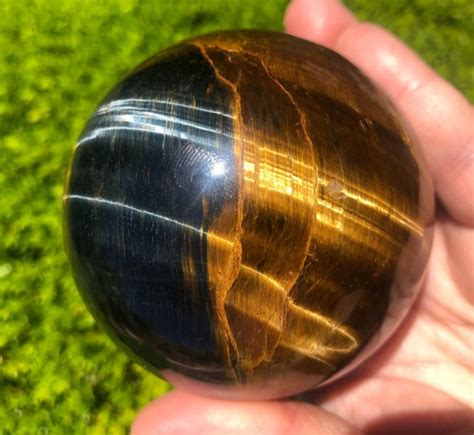 Tigers Eye Spheres Balls Orbs With Blue Flash Home Decor Etsy