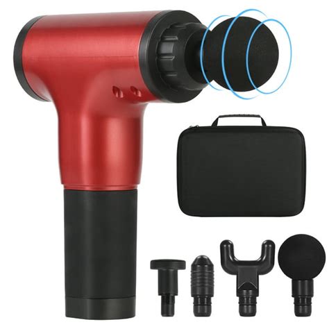 Red Massage Gun Handheld Percussion Deep Tissue Massager For Sore Muscle And Stiffness With 4