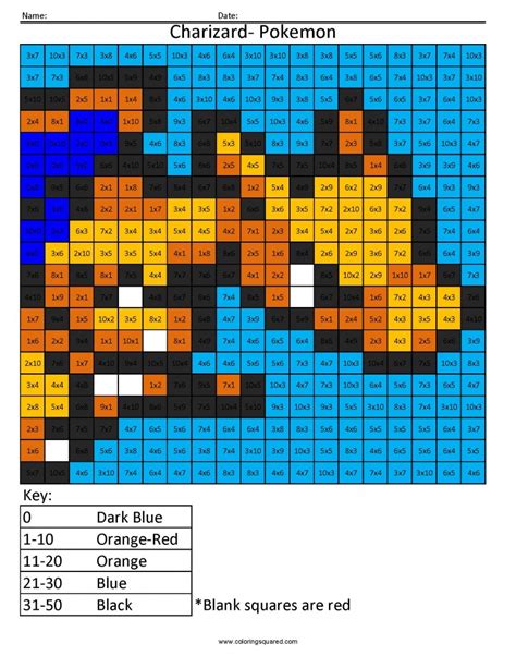 Coloring Pages Pokemon Charizard Color By Number Fun Math Coloring