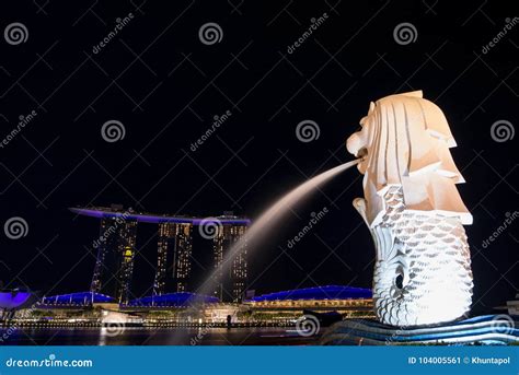 Merlion Light Show At Marina Bay In Singapore Editorial Photo Image