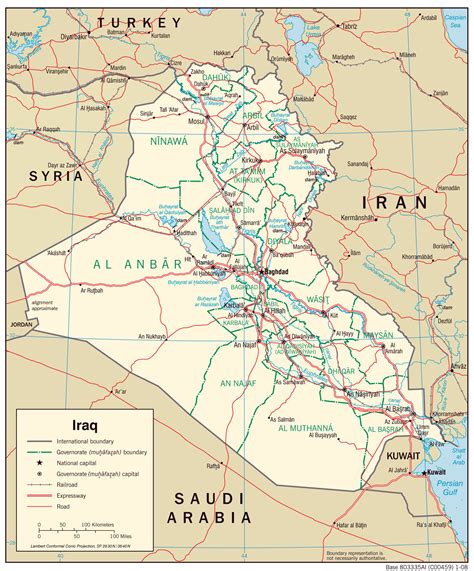 Large Detailed Road And Administrative Map Of Iraq Iraq Large Detailed
