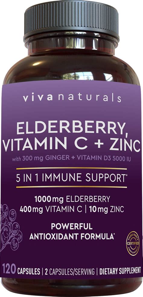 Get emergency medical help if you have signs of an allergic reaction. Elderberry, Vitamin C, Zinc, Vitamin D 5000 IU & Ginger ...