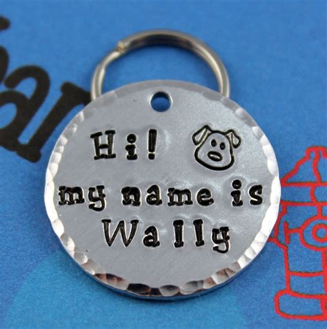 Handstamped Aluminum Pet Id Tag Personalized Dog Name Tag Etsy
