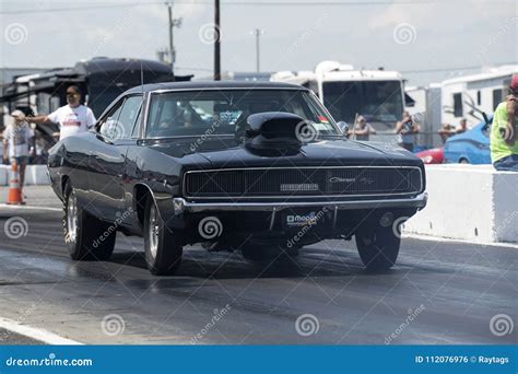 Vintage Dodge Charger Drag Car At The Starting Line On The Track