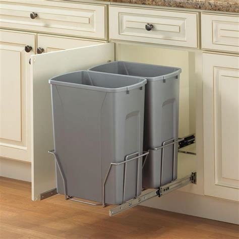 Many under cabinet trash can comes with a rim that holds the bag in place. 35 Quart Double Pull Out Kitchen Under Cabinet Garbage Bin ...