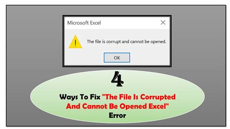 4 Ways To Fix The File Is Corrupted And Cannot Be Opened Excel Error
