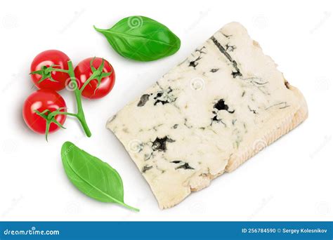 Blue Cheese Gorgonzola Isolated On White Background With Full Depth Of