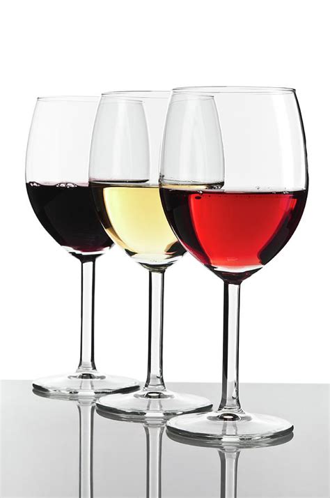 Three Wine Glasses White Red And Rose Photograph By Domin Domin