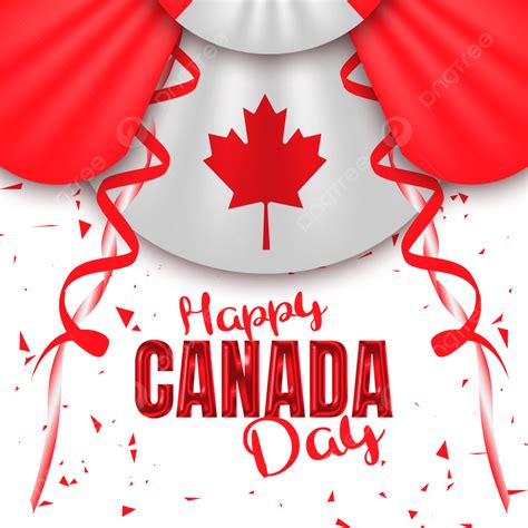 Happy Canada Day With Colorfull Ribbon And Geometric Canada Day
