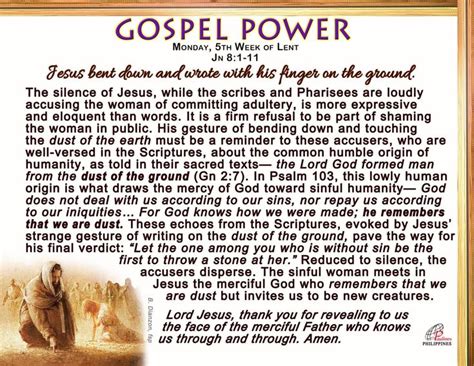 Gospel Reflection John 81 11 For Monday Of The Fifth Week Of Lent
