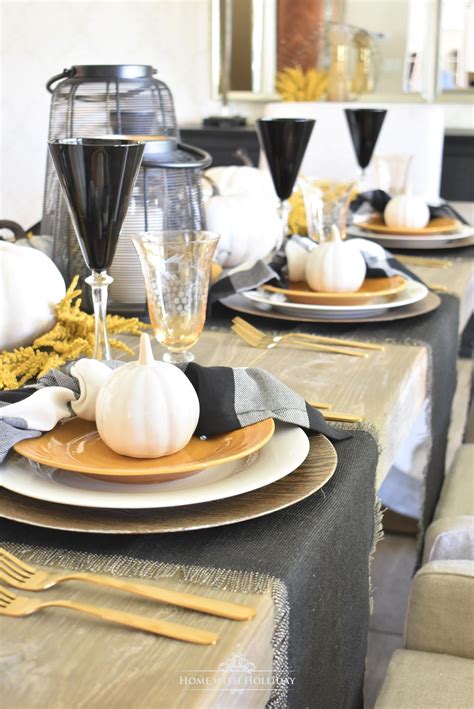 Rustic Harvest Gold Fall Tablescape With Black And White Accents Home