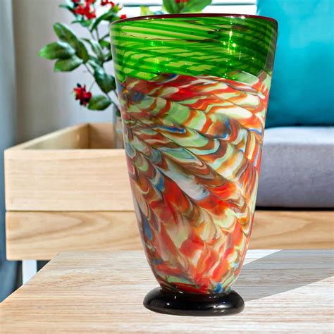 Dale Tiffany Glasier Multi Colored Hand Blown Art Glass Vase Av19268