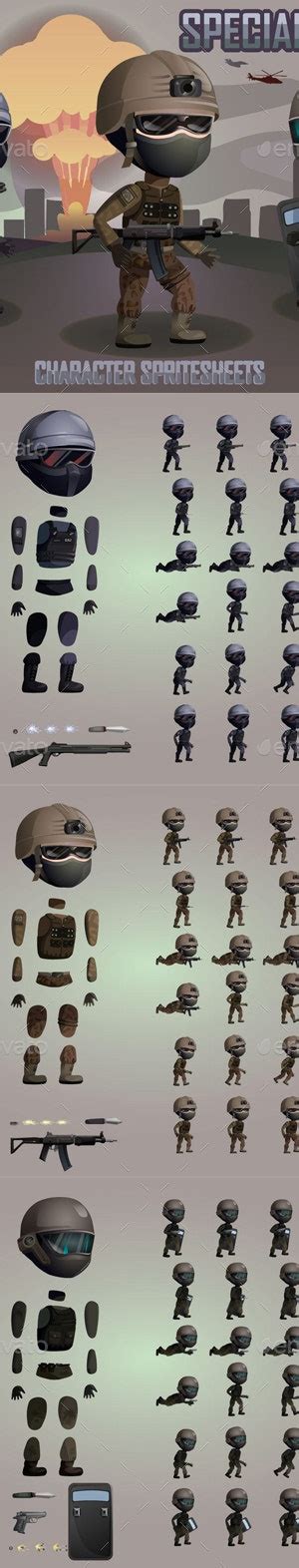 2d Special Forces Character Sprites By Craftpixnet Graphicriver