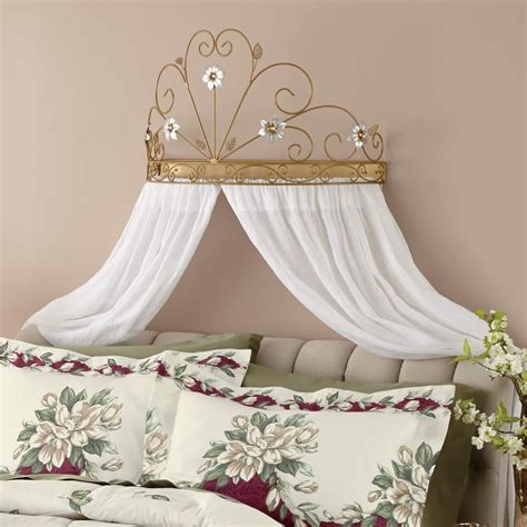 I love a draped bed and using a crown is a fun and practical. Golden Leaves Bed Crown (With images) | Bed crown, Bed crown canopy, Bedroom furniture beds