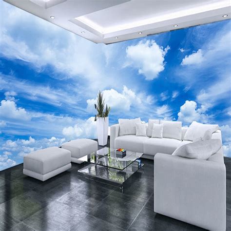 Hd Blue Sky White Clouds Classic Photo Wallpaper Living