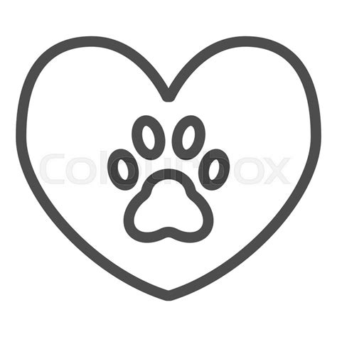 Heart With Dog Paw Line Icon Heart Stock Vector