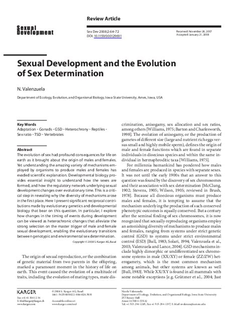 Pdf Sexual Development And The Evolution Of Sex Determination
