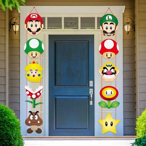 The Front Door Is Decorated With Mario And Luigi Characters